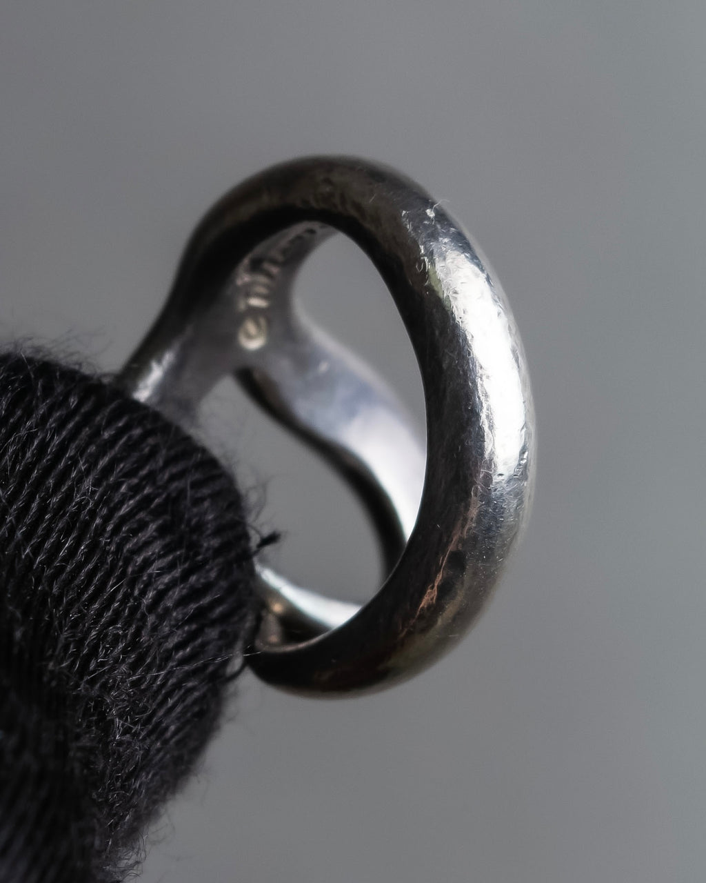 "Tiffany&Co" Elsa Peretti open heart signature silver ring