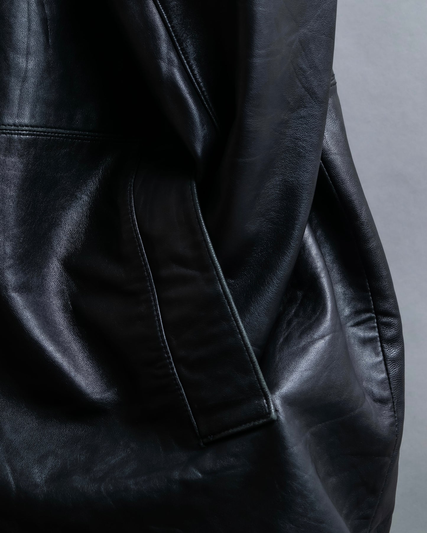 "Vintage lamb leather oversized tailored jacket"