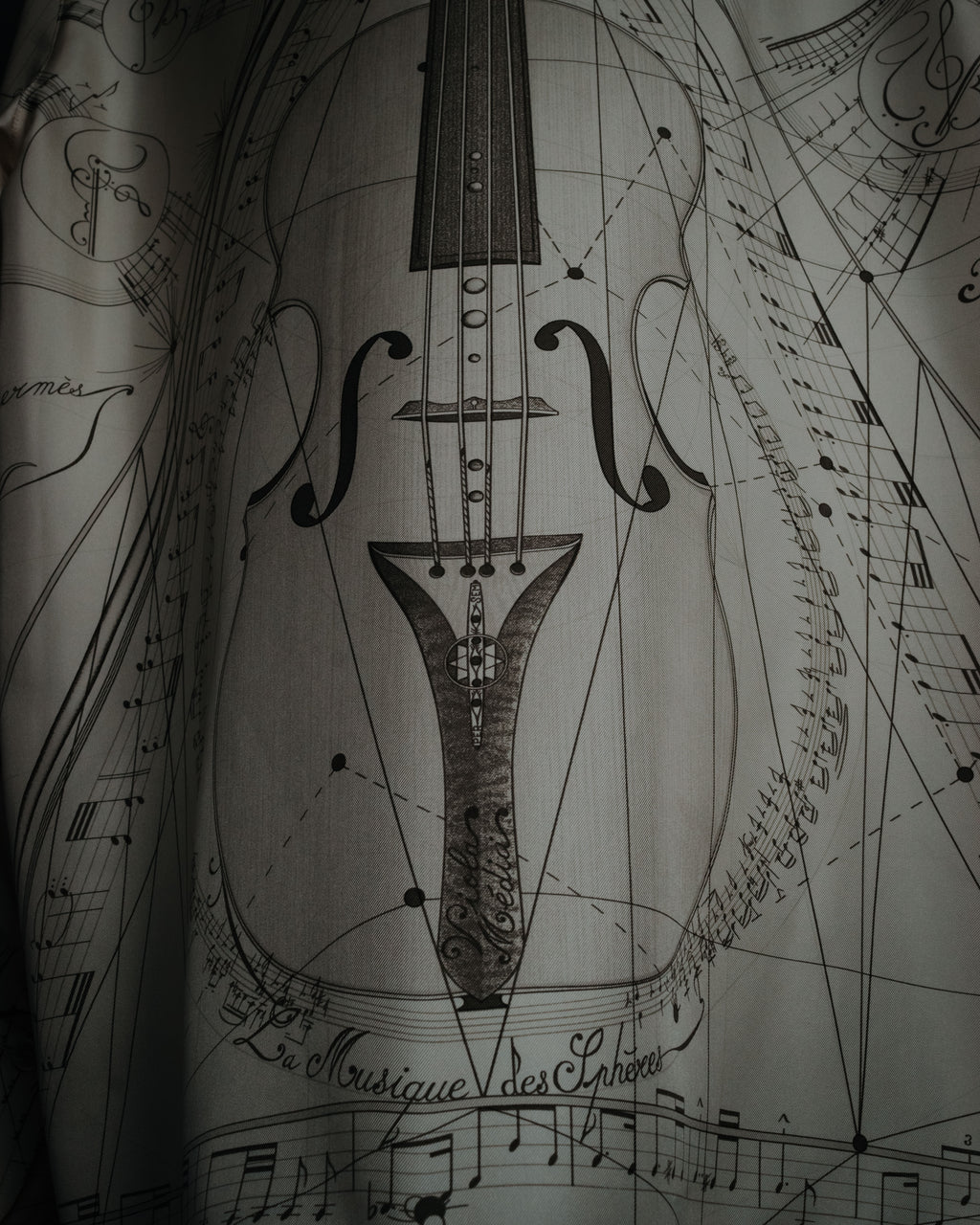 –SPECIAL– "HERMES" 90’s La musique des sphères silk twill printed shirt