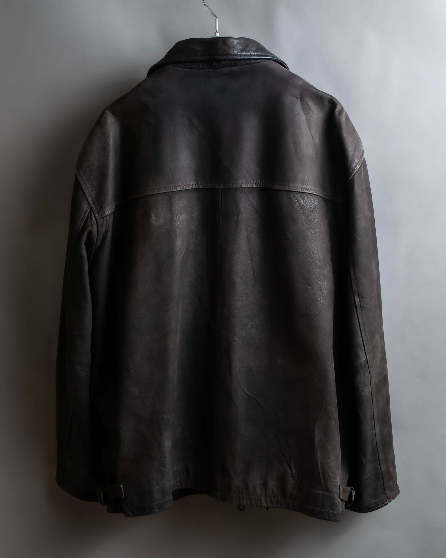 "Vintage oversized zip up leather jacket"