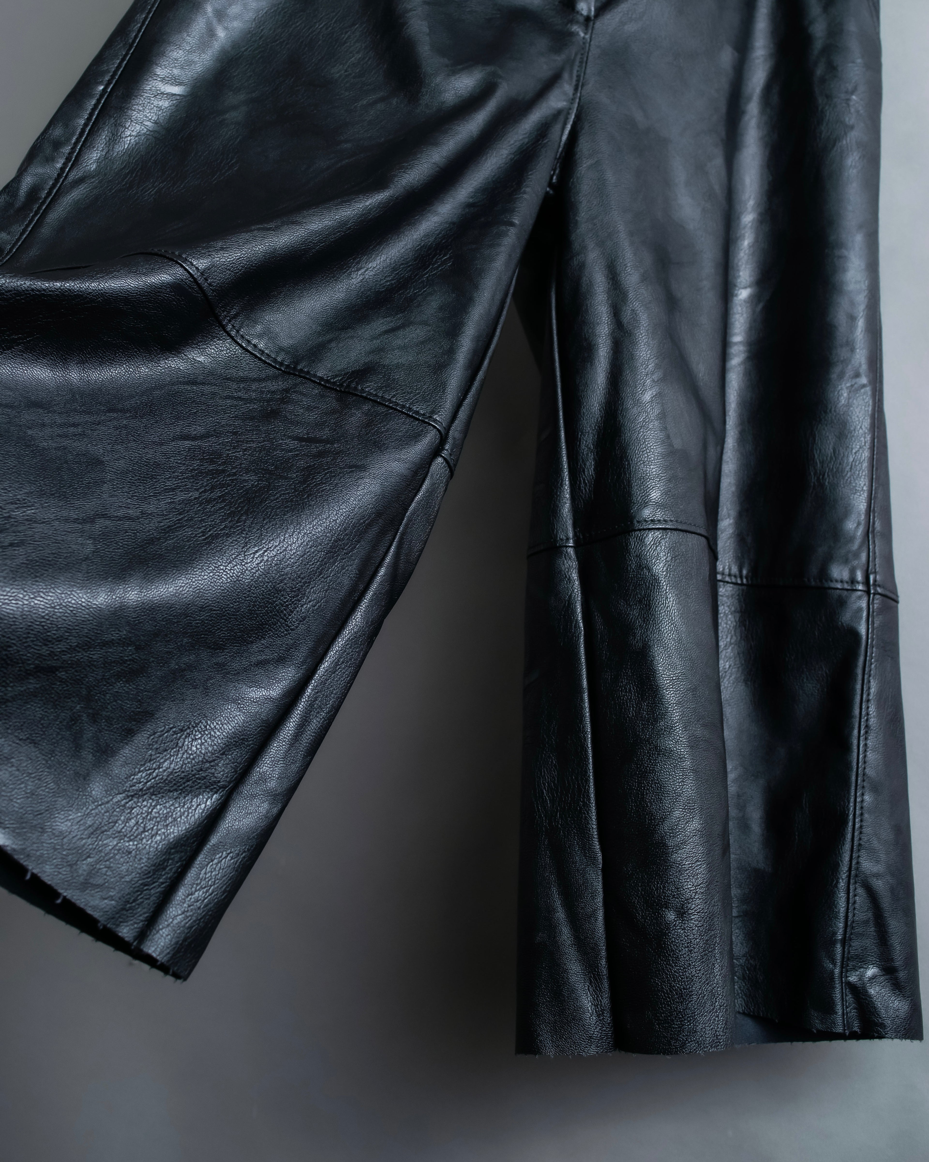 "MM6" Synthetic Leather Cut-Out Design Shorts