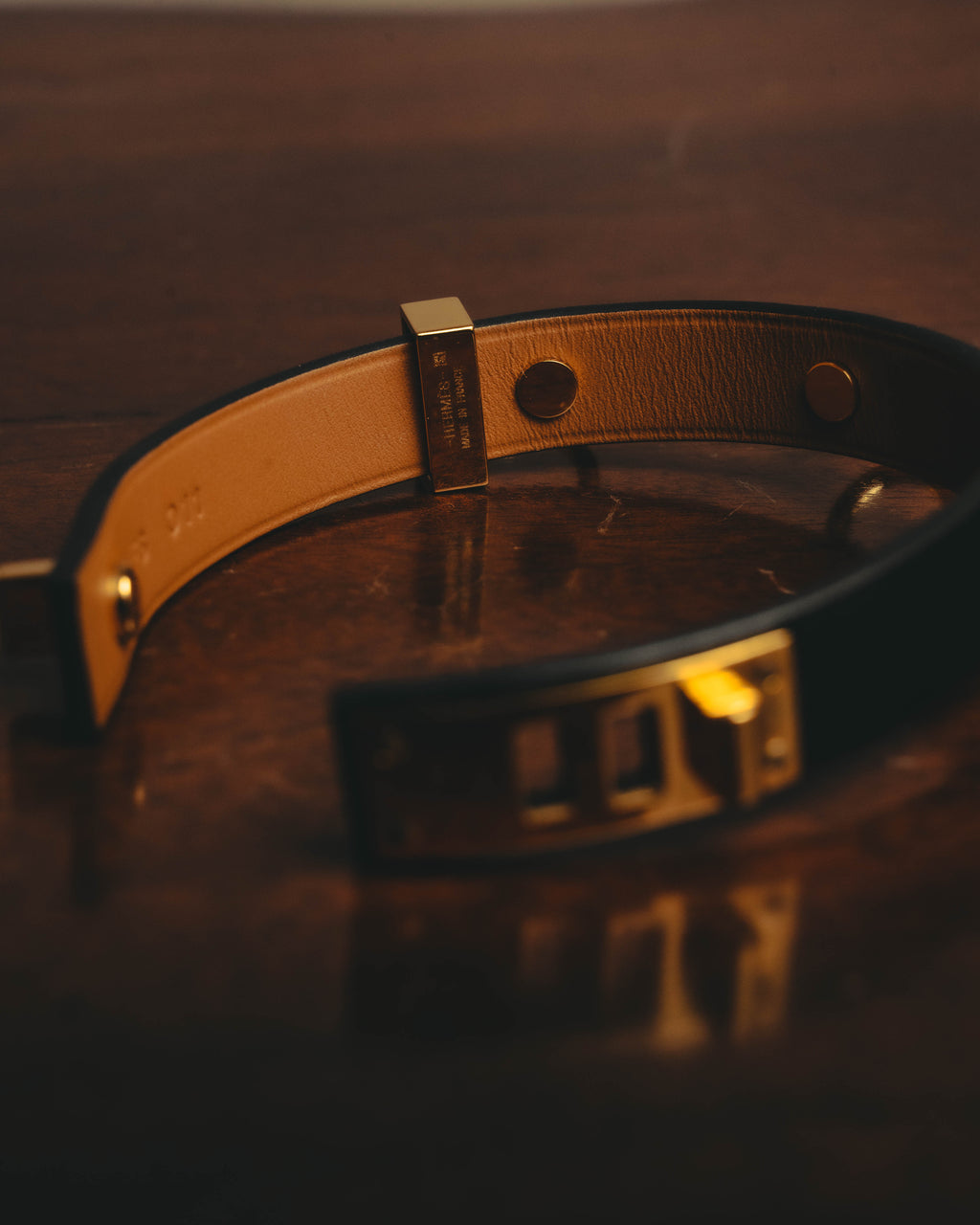 –SPECIAL– “HERMÈS” 10’s Mini dog anneaux triple ring leather bracelet
