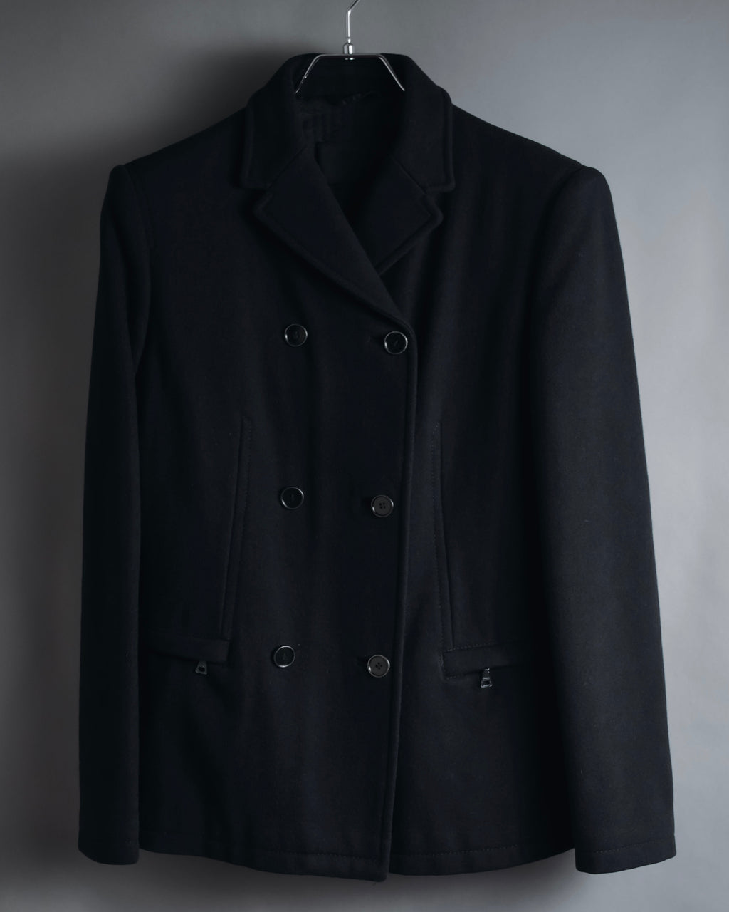 "PRADA" 90’s-00’s Minimal double-breasted wool jacket