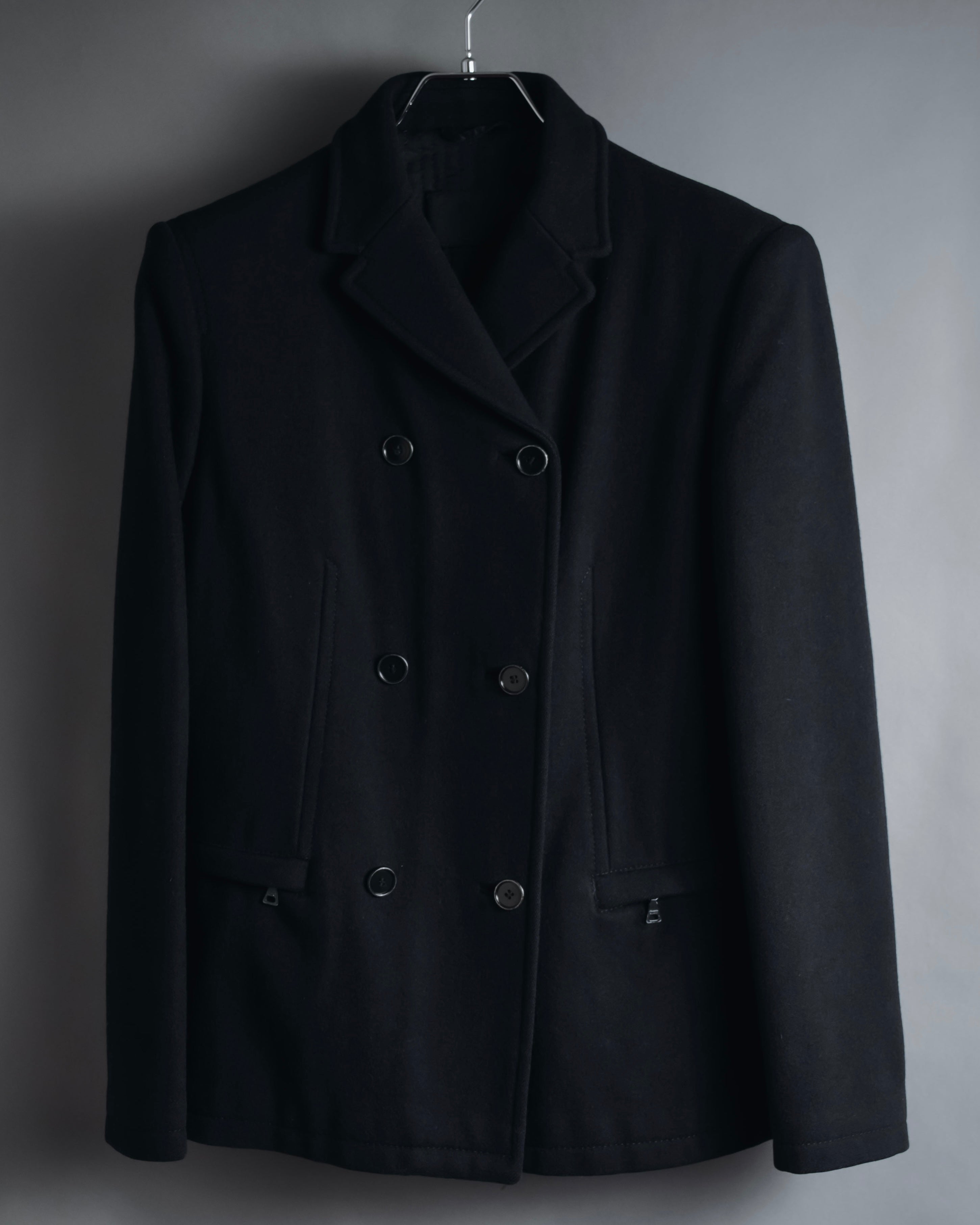 "PRADA" 90’s-00’s Minimal double-breasted wool jacket