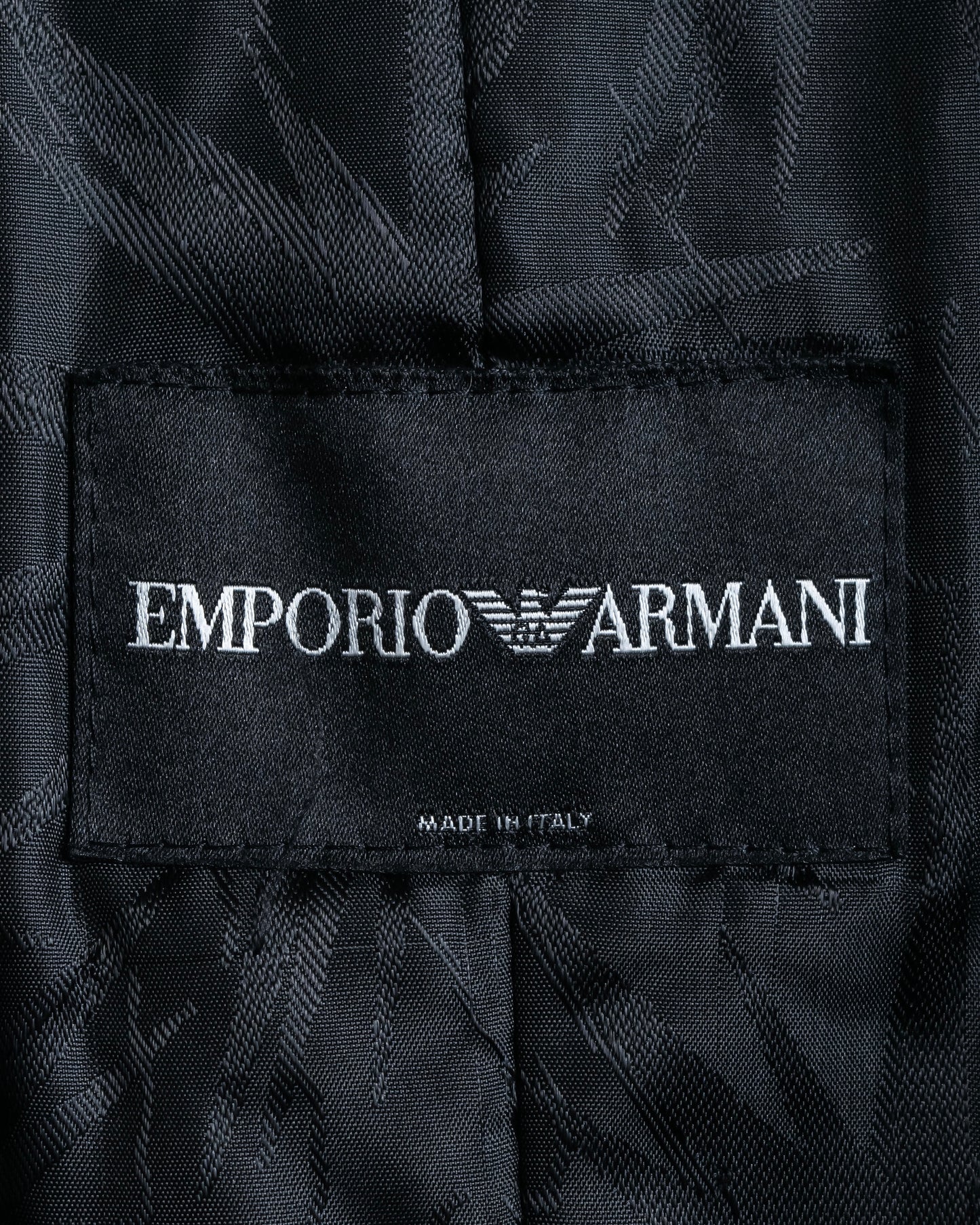 "EMPORIO ARMANI"  Leather belted design velour mid length gown coat