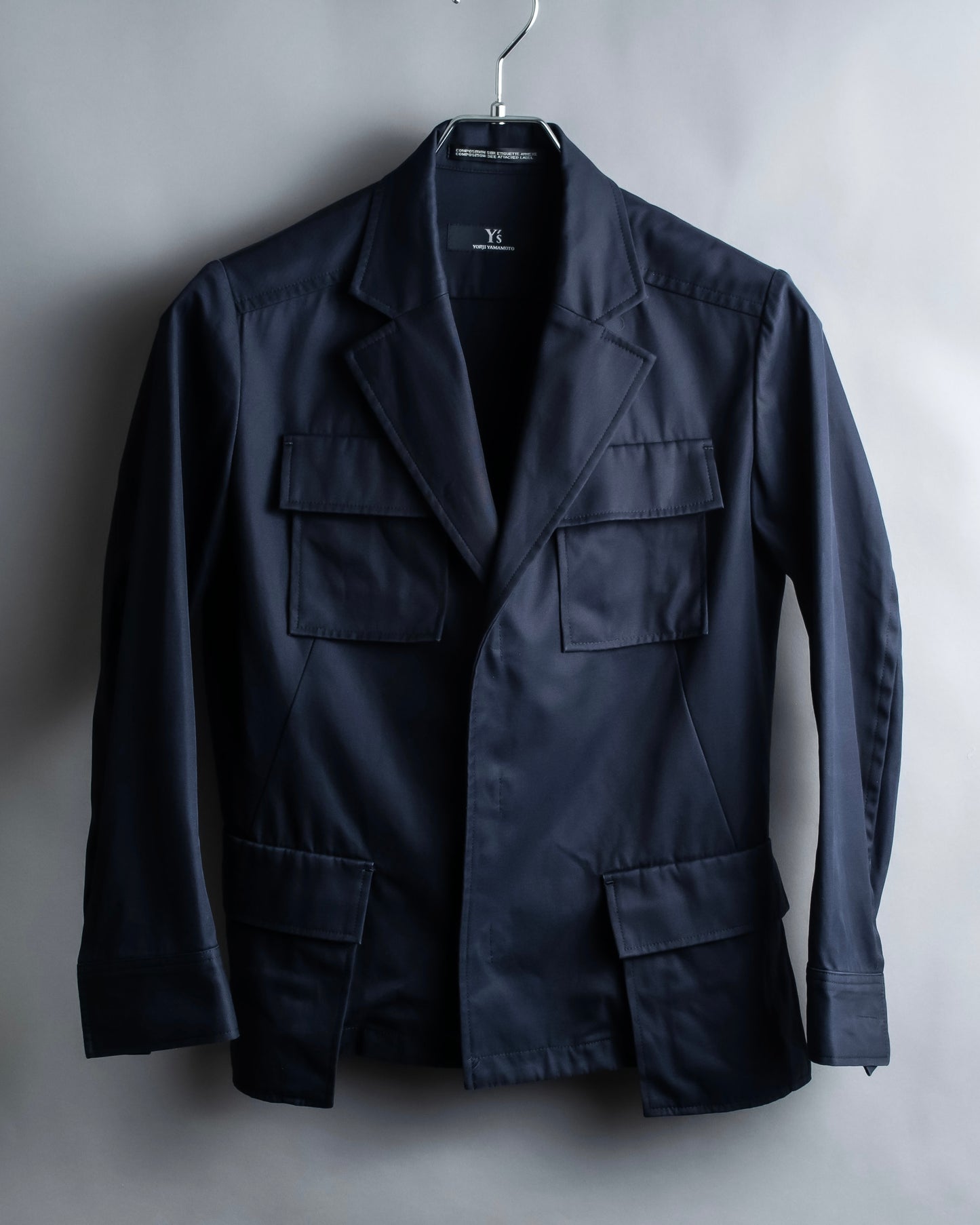 "Y's" 4 pocket military detail  black tailored jacket