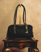 “Salvatore Ferragamo” 90’s-00’s Gancini-detail textured canvas shoulder bag