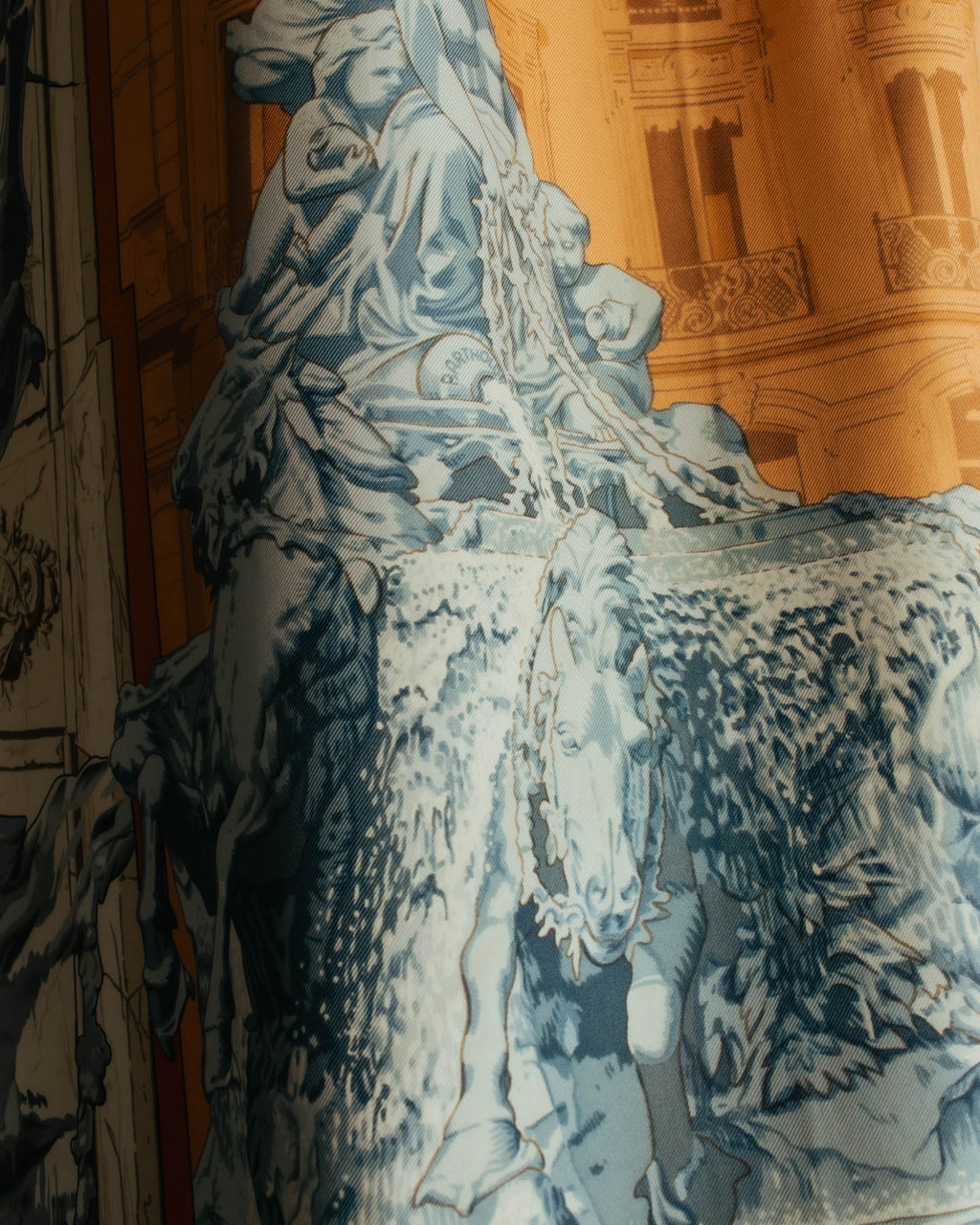 "Hermès" 90's-00's Architectural printed silk scarf