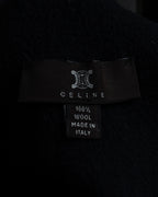 "CELINE" Logo engraved fringe design wool muffler