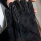 "HERMES" H motif design suede leather gloves