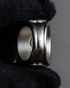 "CHANEL" 00AW Karl Lagerfeld period clear stone design logo engraved ring