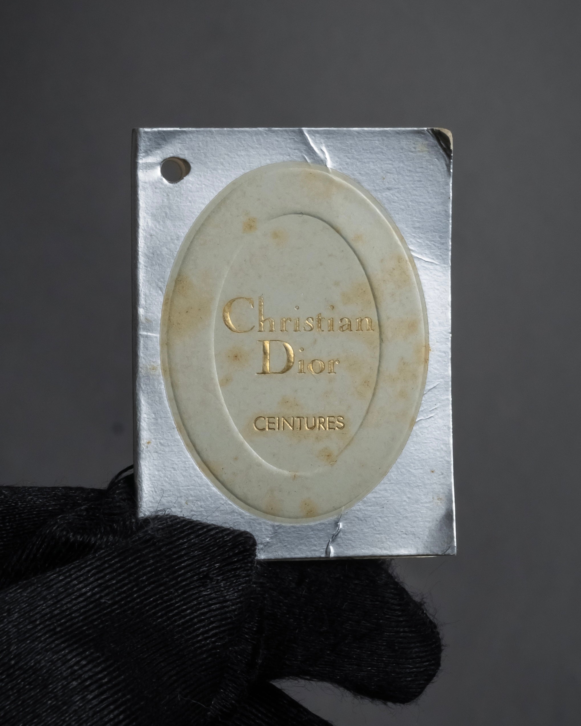 "Christian Dior" Logo buckle slim leather belt