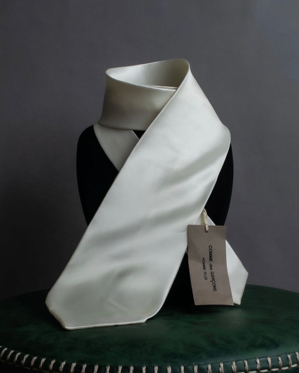 "COMME des GARCONS HOMME PLUS" Beautiful glossy cupra white necktie