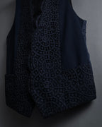 "JEAN PAUL GAULTIER" 90's Geometric lace design tailored vest