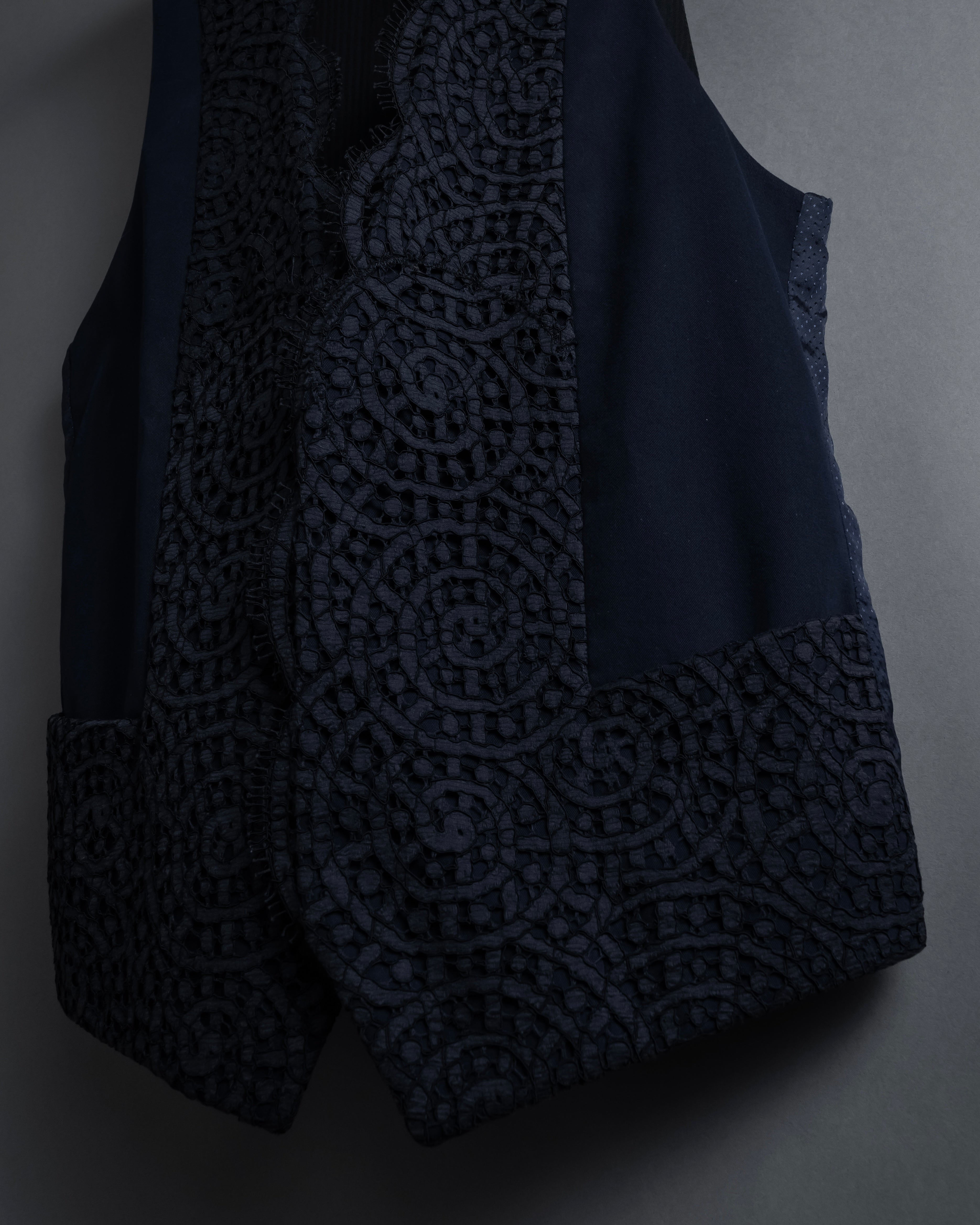 "JEAN PAUL GAULTIER" 90's Geometric lace design tailored vest