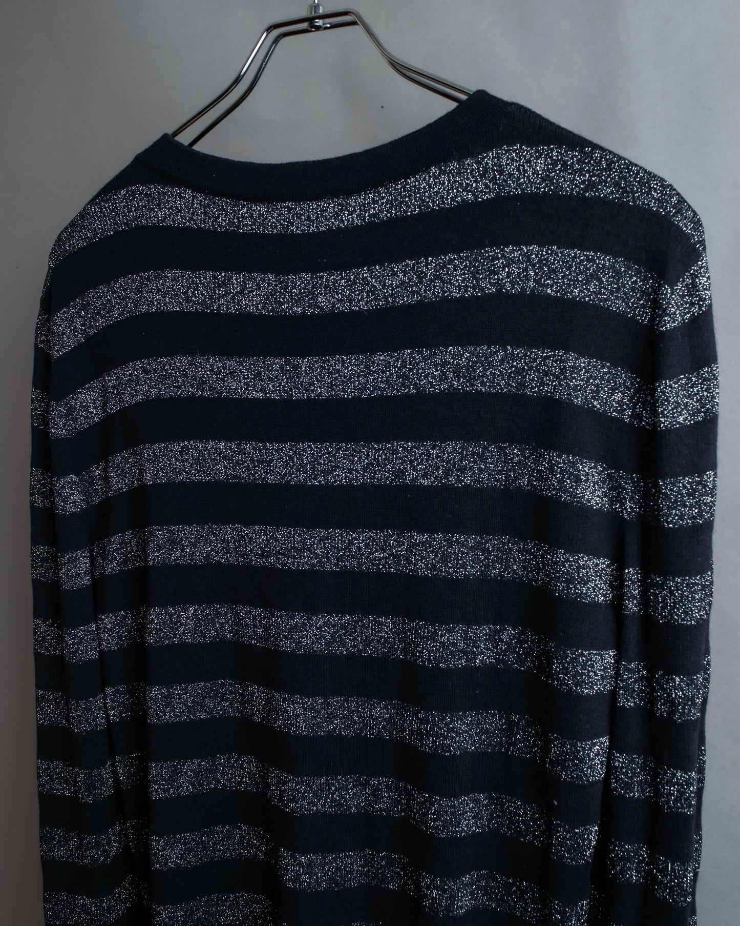 "Saint Laurent Paris" Glittery border pattern relaxed knit