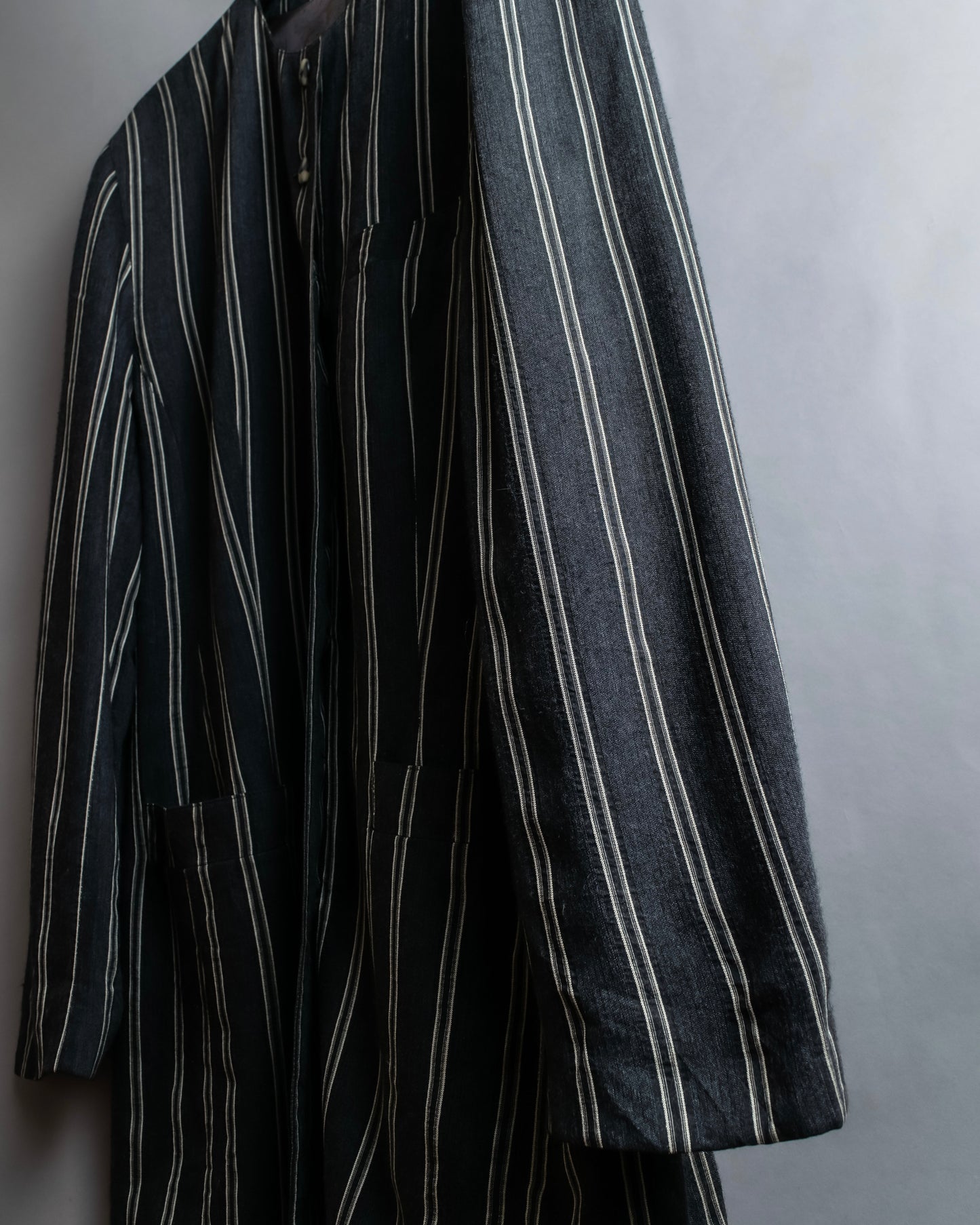 "Vintage multi stripe collarless jacket"