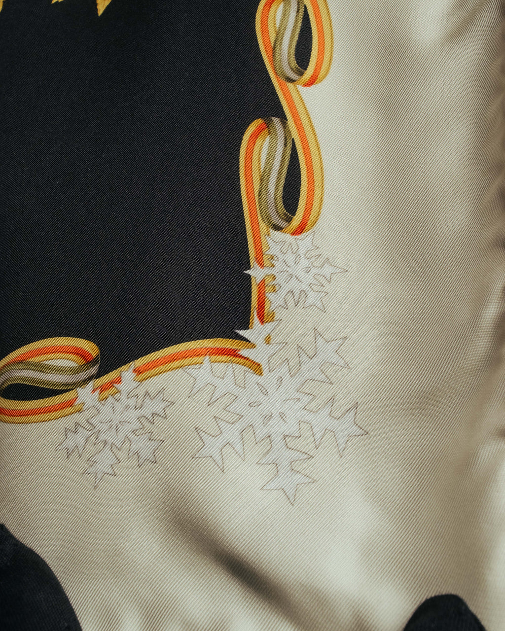 "Salvatore Ferragamo" 90's-00's Vintage arctic fauna and scrolling ribbon silk scarf
