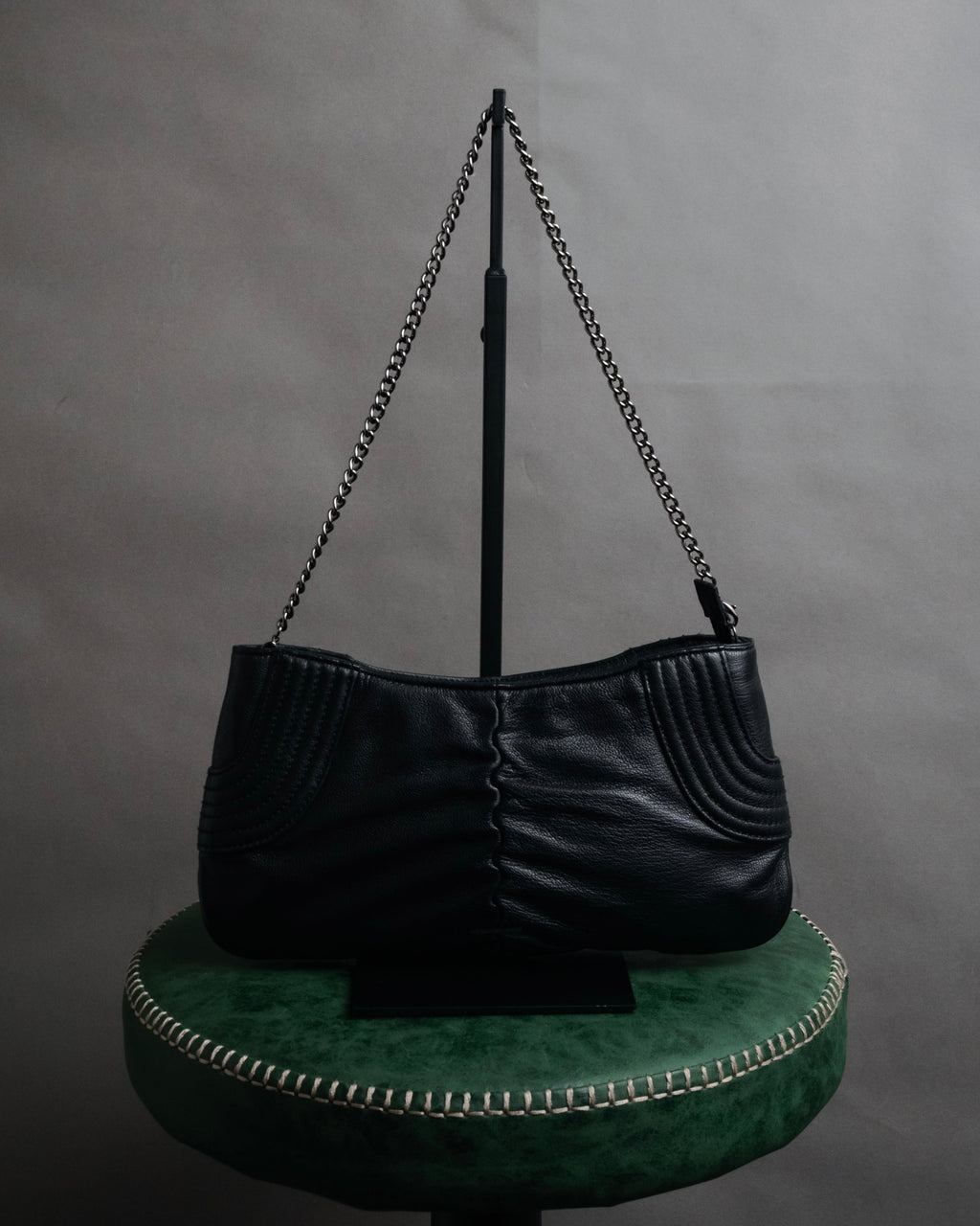 “Salvatore Ferragamo” 2000’s Gathered leather chain shoulder bag
