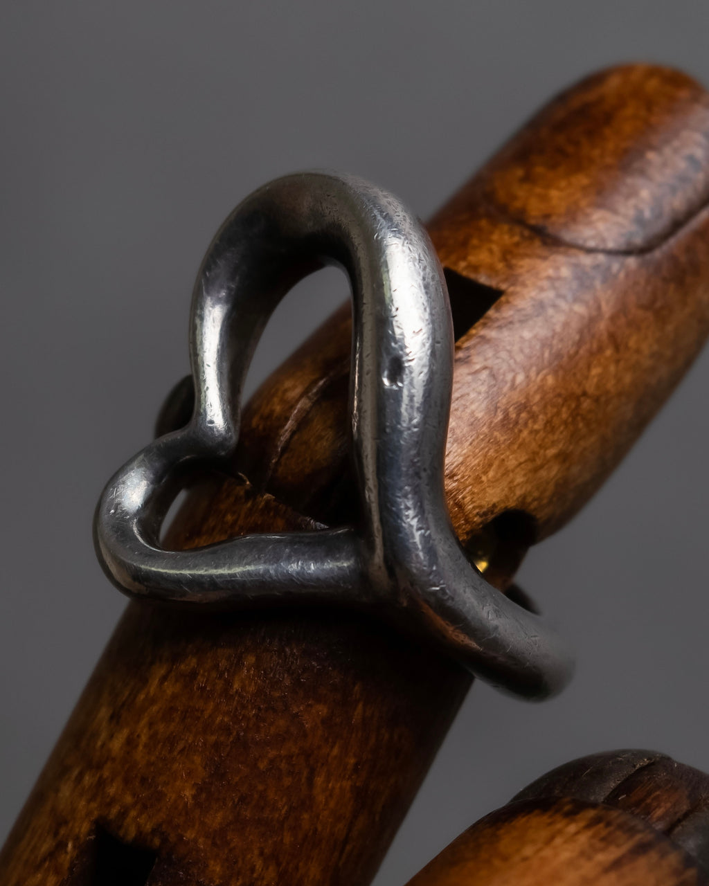 "Tiffany&Co" Elsa Peretti open heart signature silver ring