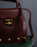 "Salvatore Ferragamo" Coin motif metal design leather hand bag