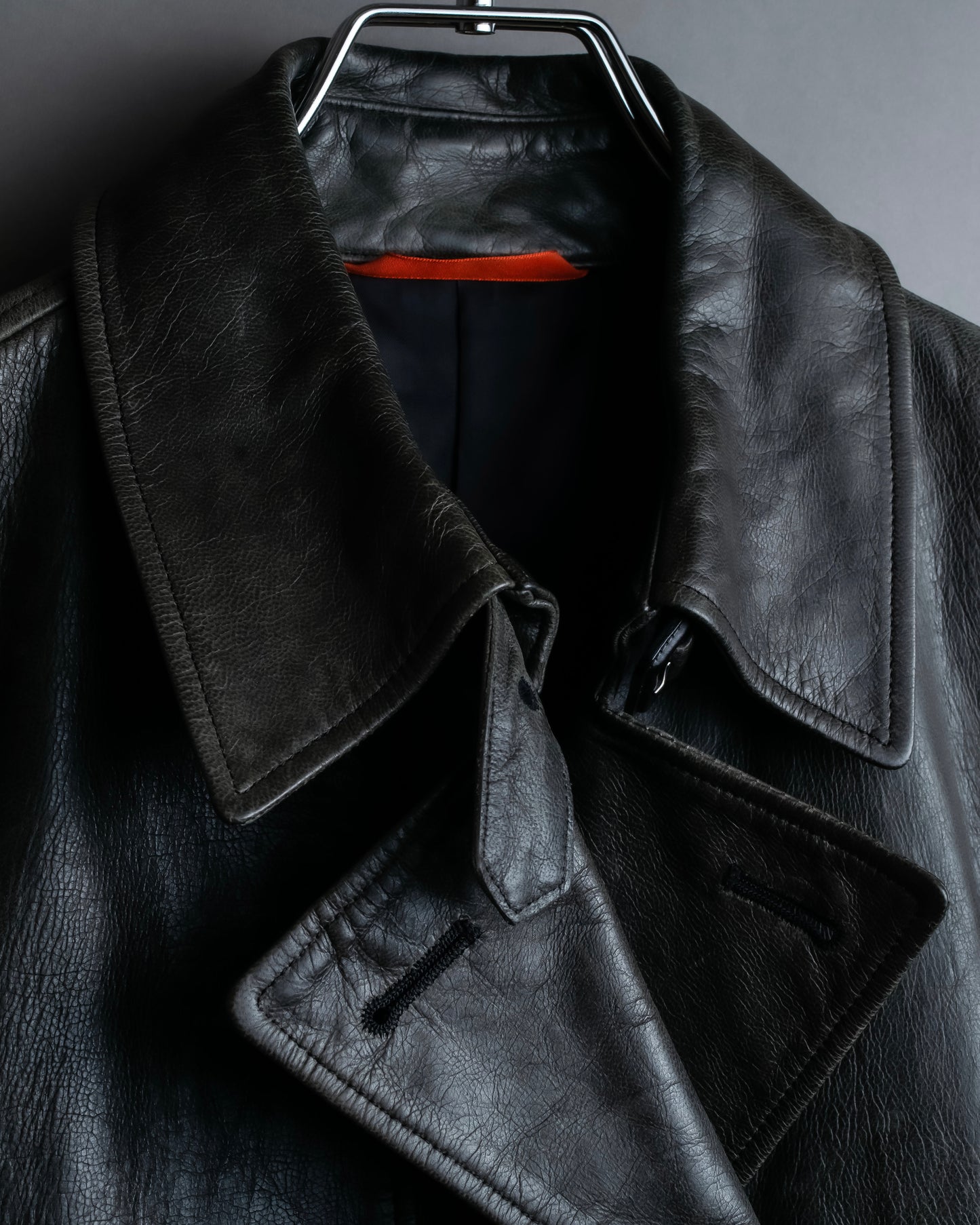 "PAUL SMITH" Military detail double-breasted sheepskin leather coat