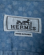 "HERMES" Saxe blue jacquard cotton shirt