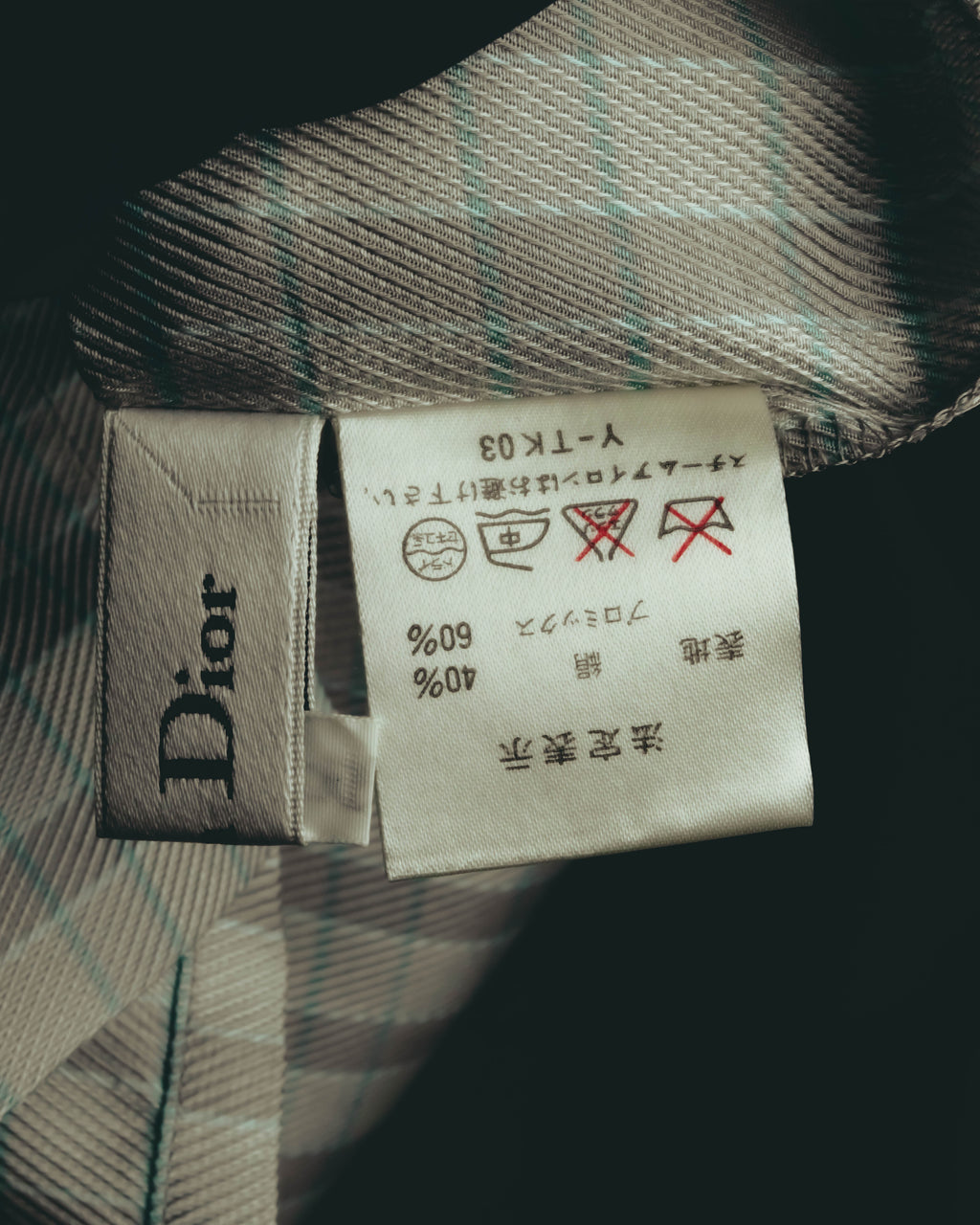 "Christian Dior" 80's-90's Silk blend checked long sleeve blouse