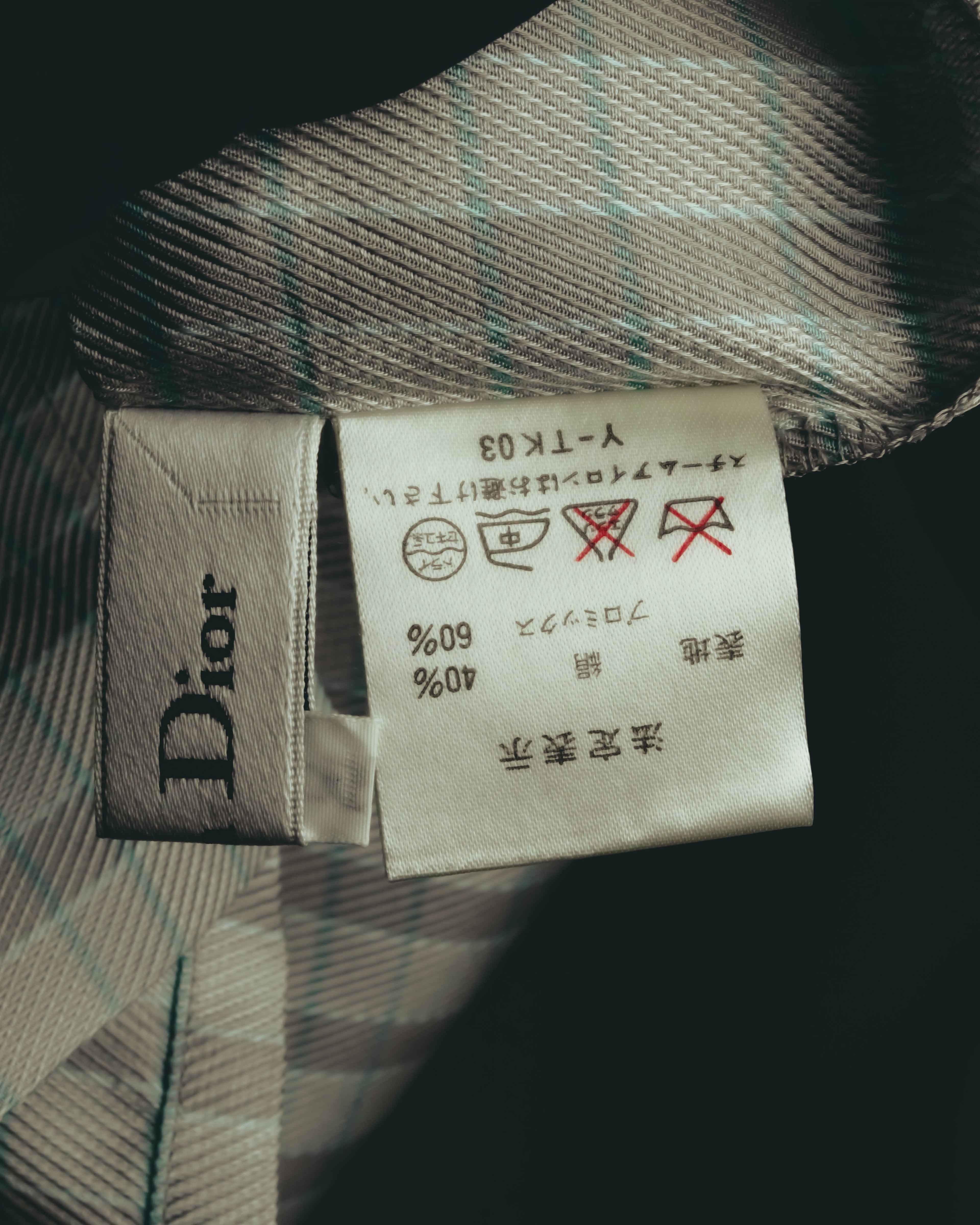 "Christian Dior" 80's-90's Silk blend checked long sleeve blouse