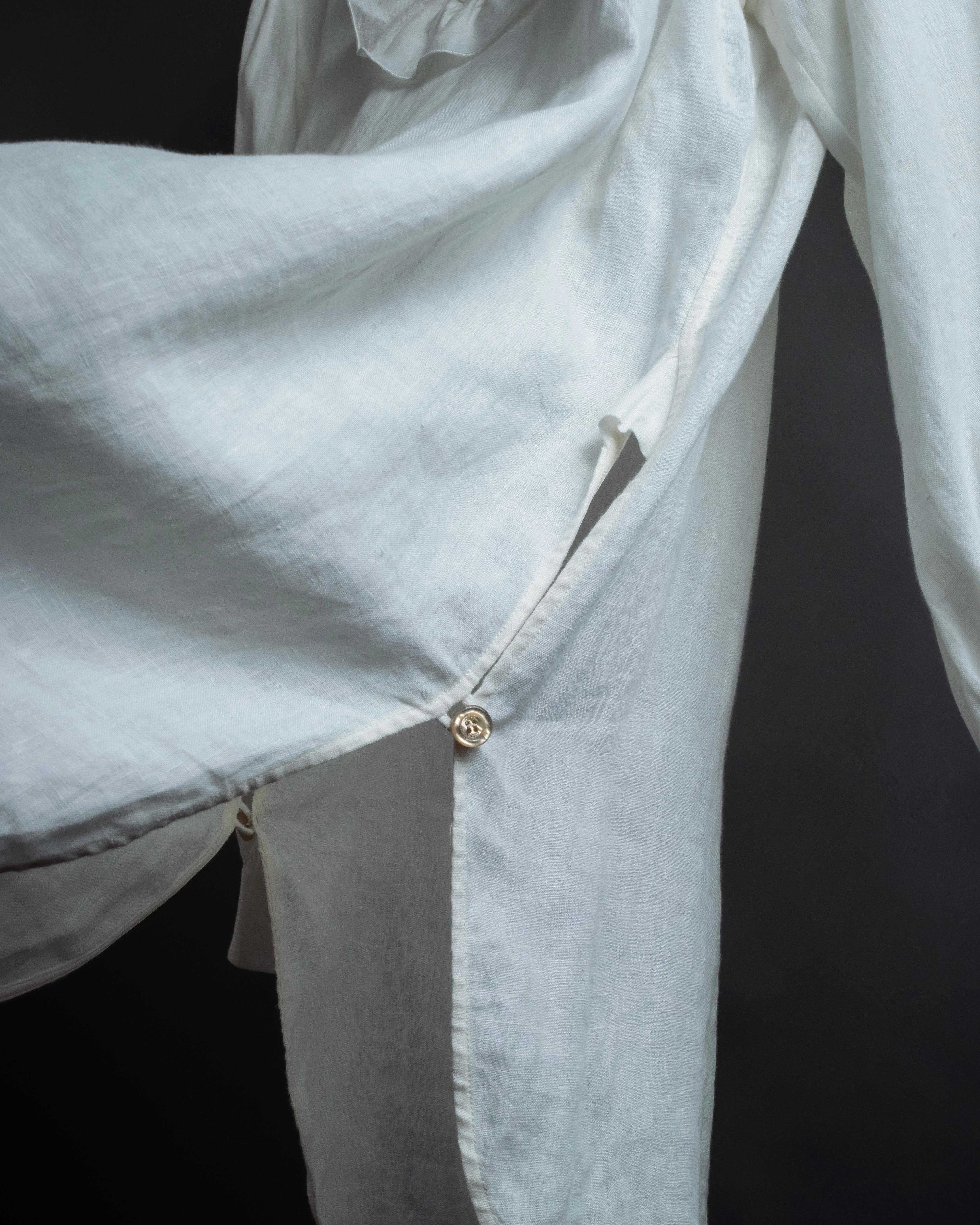 "GUCCI" Michele period ruffle round collar linen pullover shirt