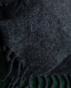 "GUCCI" Fuzzy logo engraved fringe large muffler