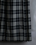 "BURBERRY" Tartan check pleated wrap skirt
