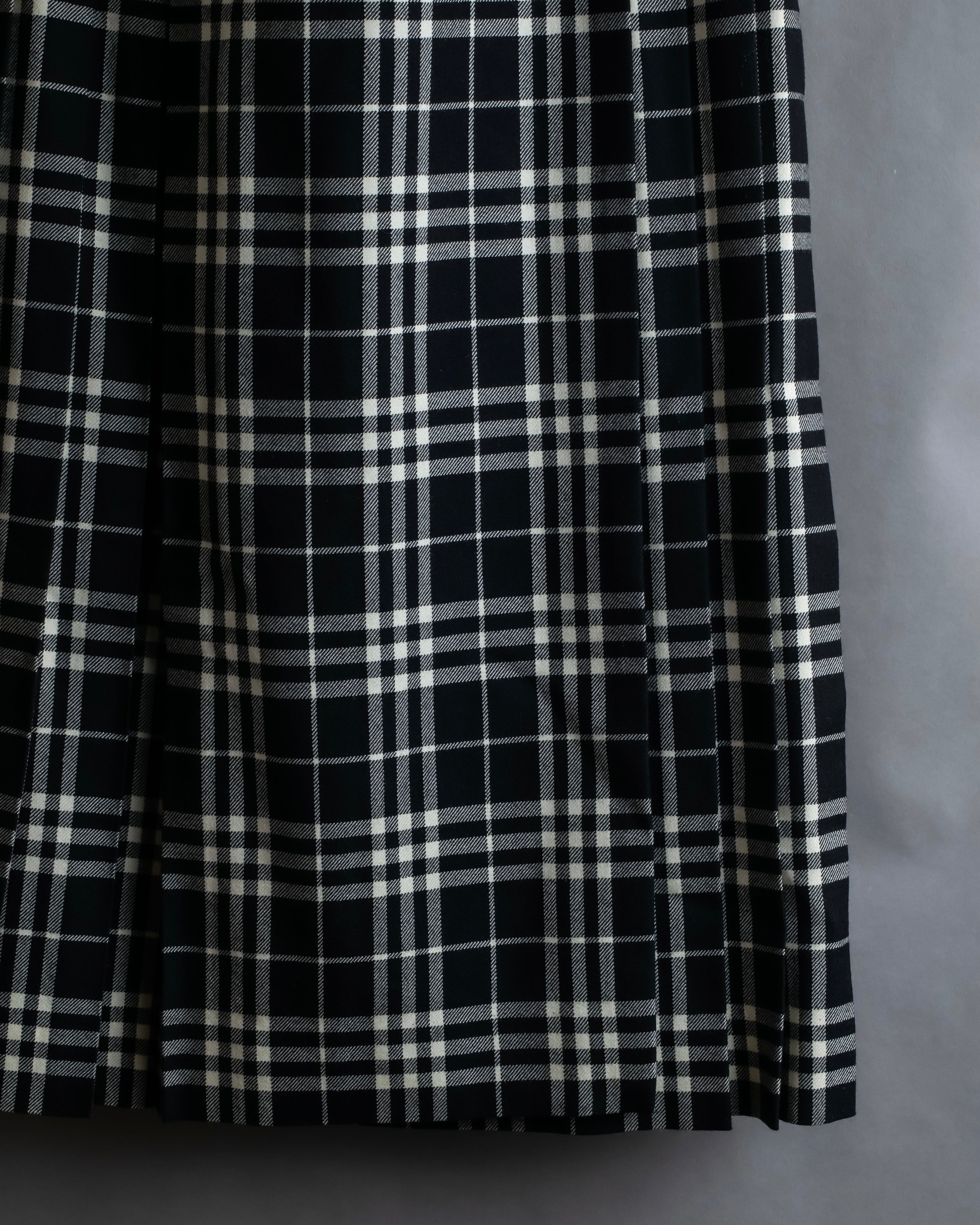 "BURBERRY" Tartan check pleated wrap skirt