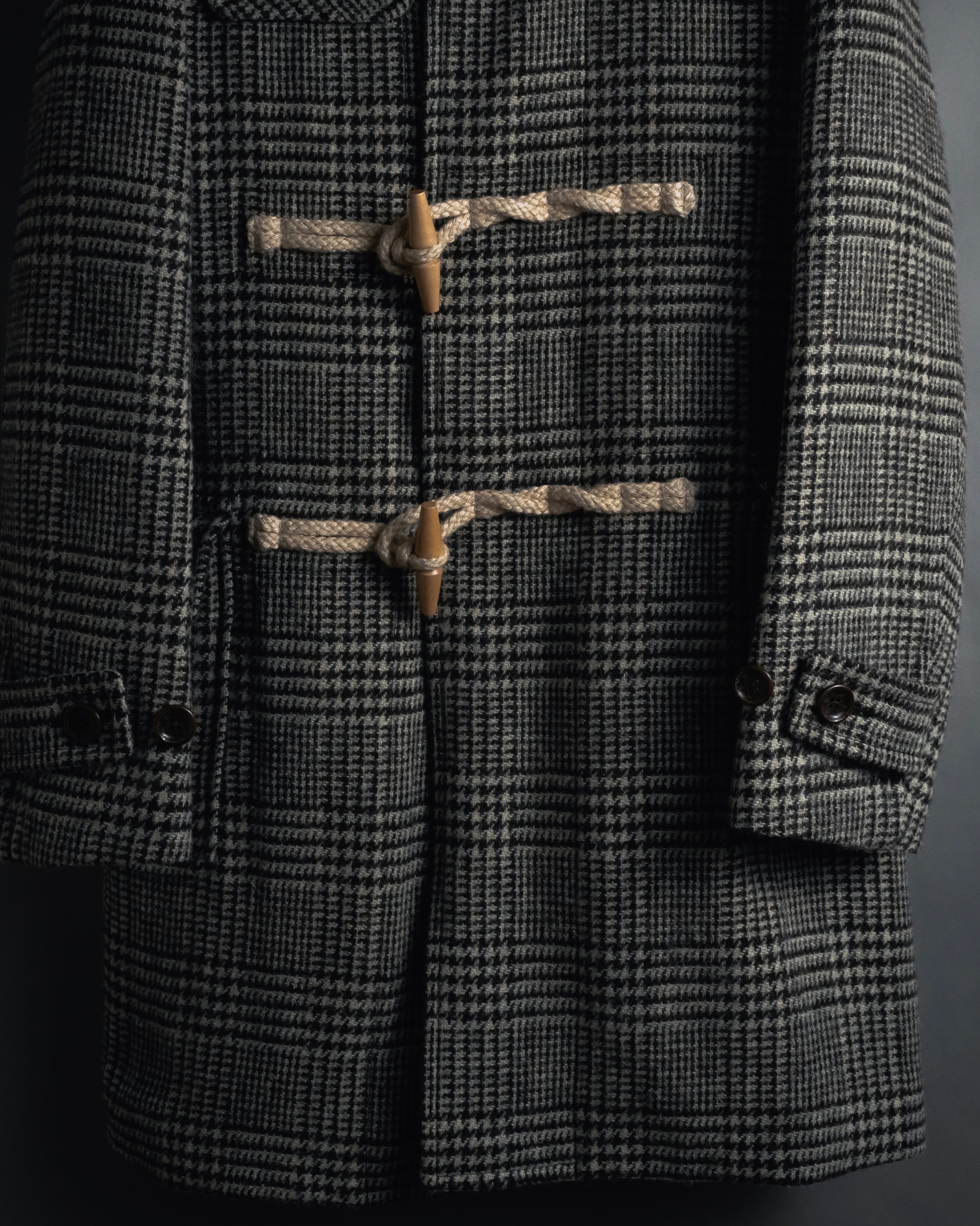 “Harris Tweed” Hooded plaid duffle coat