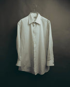 -SPECIAL- “HERMES” 80’s tonal jacquard pinstripe French cuff shirt