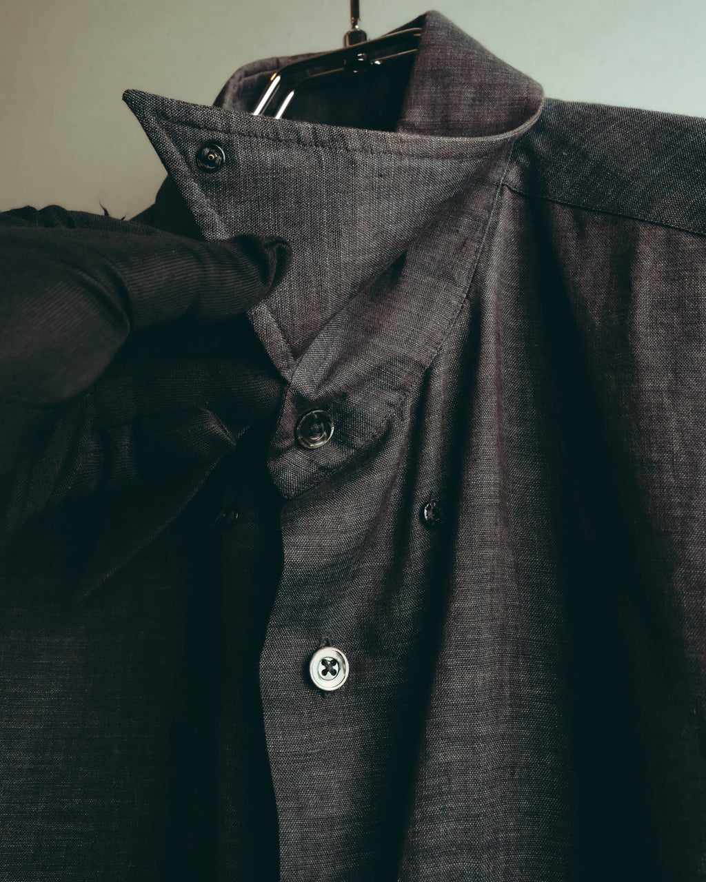 -SPECIAL- “HERMES” 90’s-00’s wide-collar linen shirt