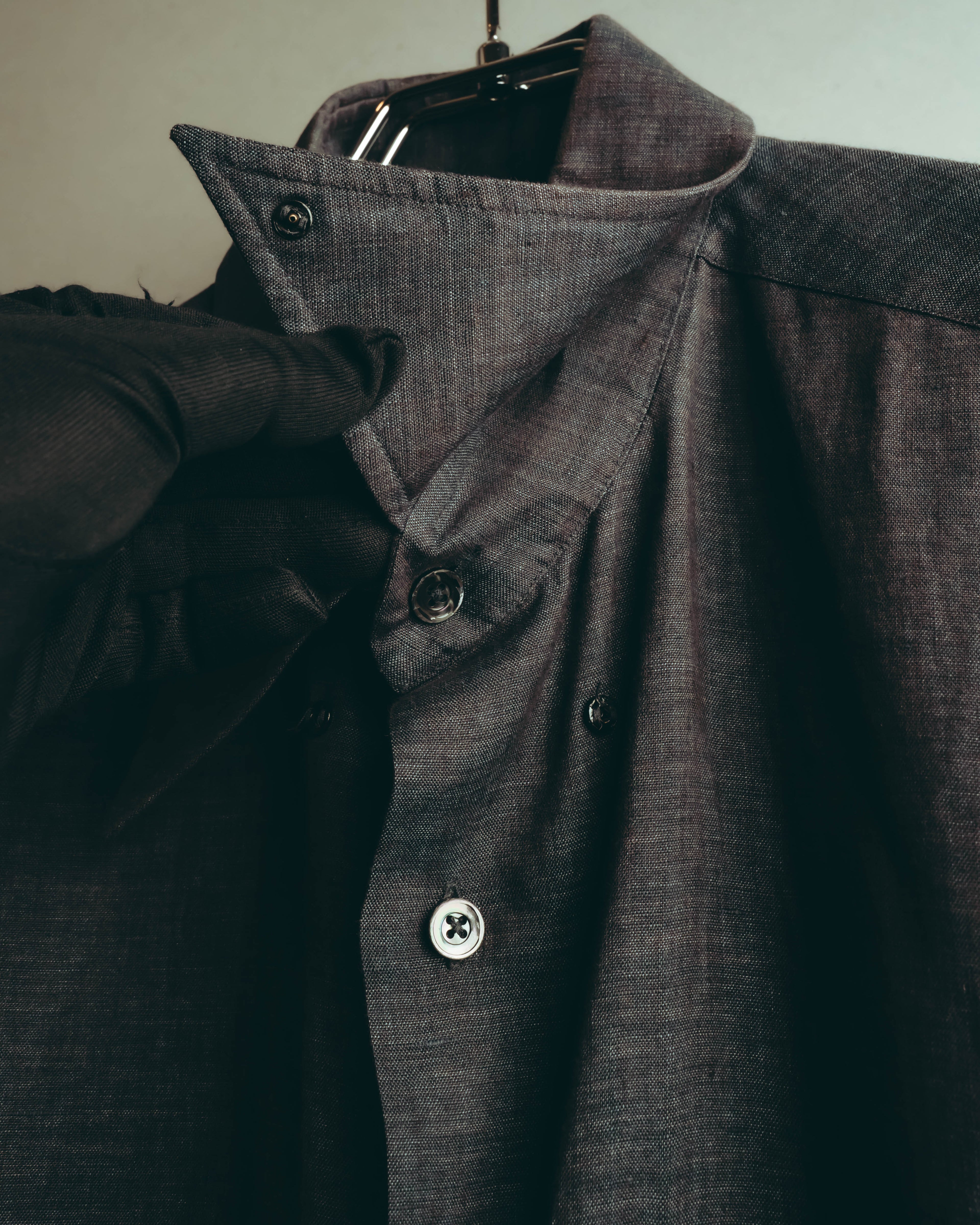 -SPECIAL- “HERMES” 90’s-00’s wide-collar linen shirt