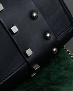 "CELINE" Various studs horizontal leather 2way bag