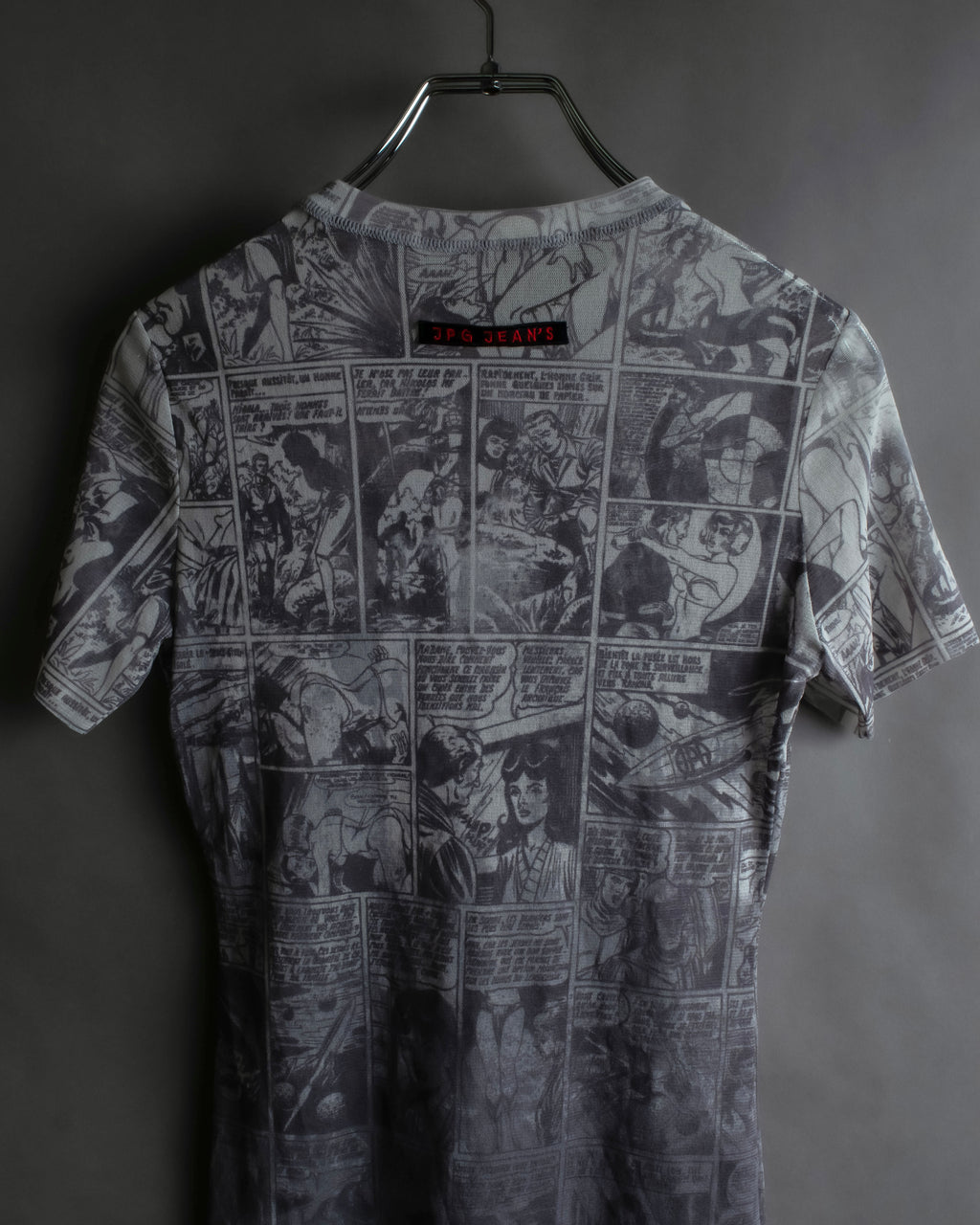 "JEAN PAUL GAULTIER JEANS" American comic book motif sheer short length pullover