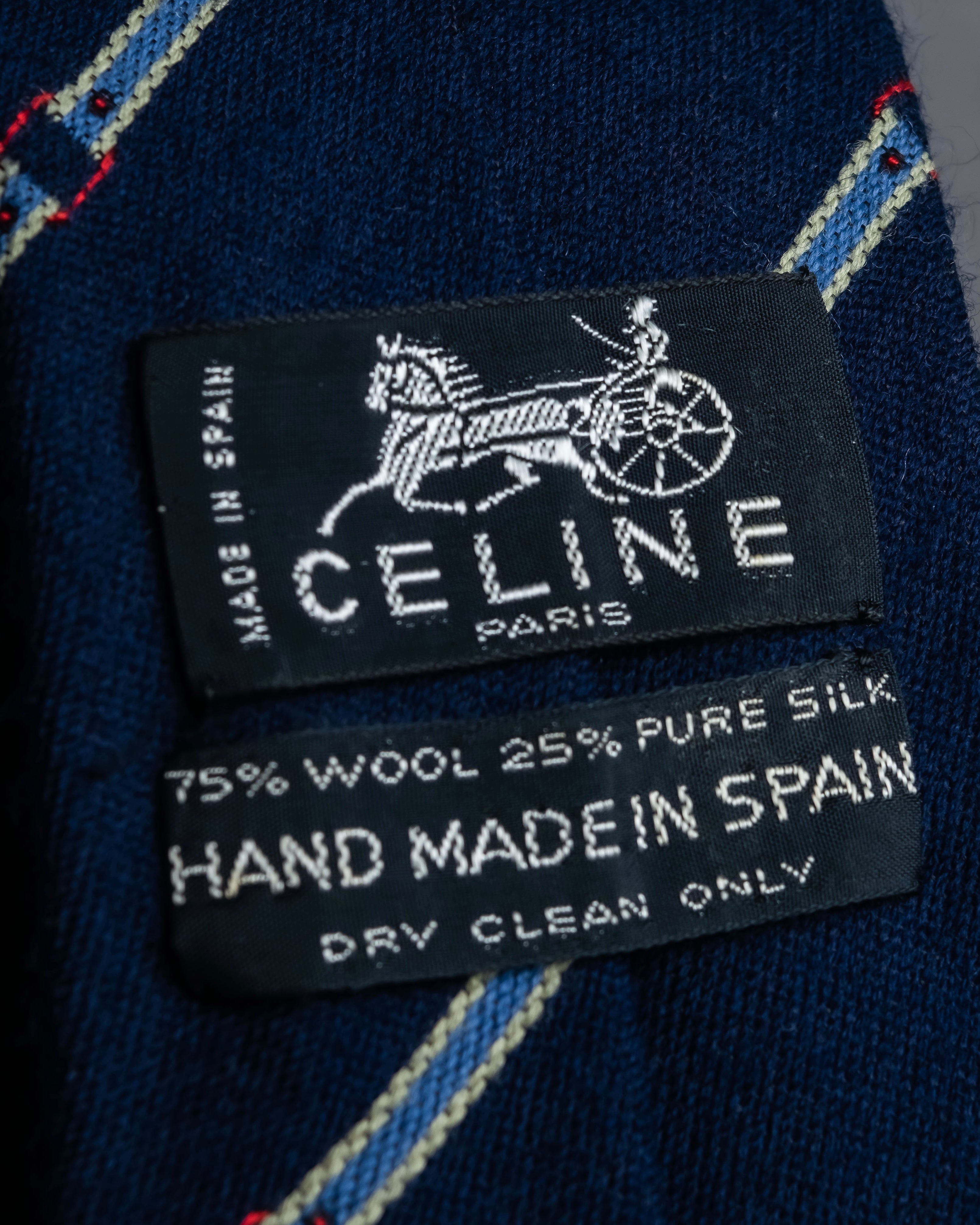 "CELINE" Chain stripe pattern silk necktie
