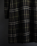 "BURBERRY" Leather switching design check tweed coat