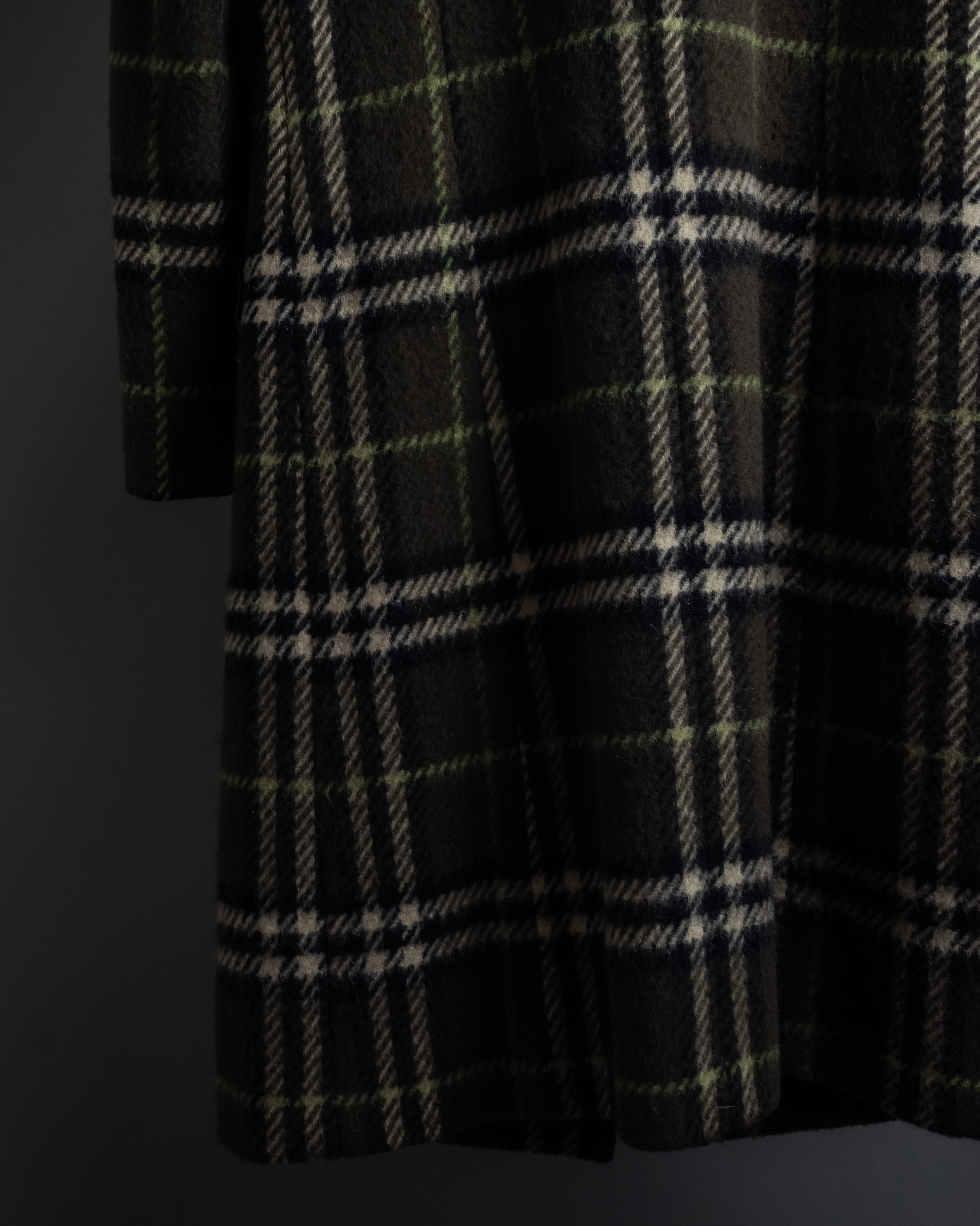 "BURBERRY" Leather switching design check tweed coat
