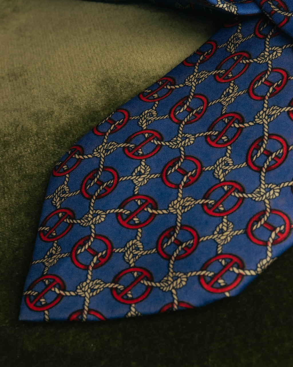 “HERMÈS” 90’s Rope and H motif silk tie