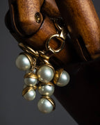 "Christian Dior" Pearl charm top chain link arm ring