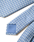HERMES/ H Logo Silk Tie Sky Blue × Whigte