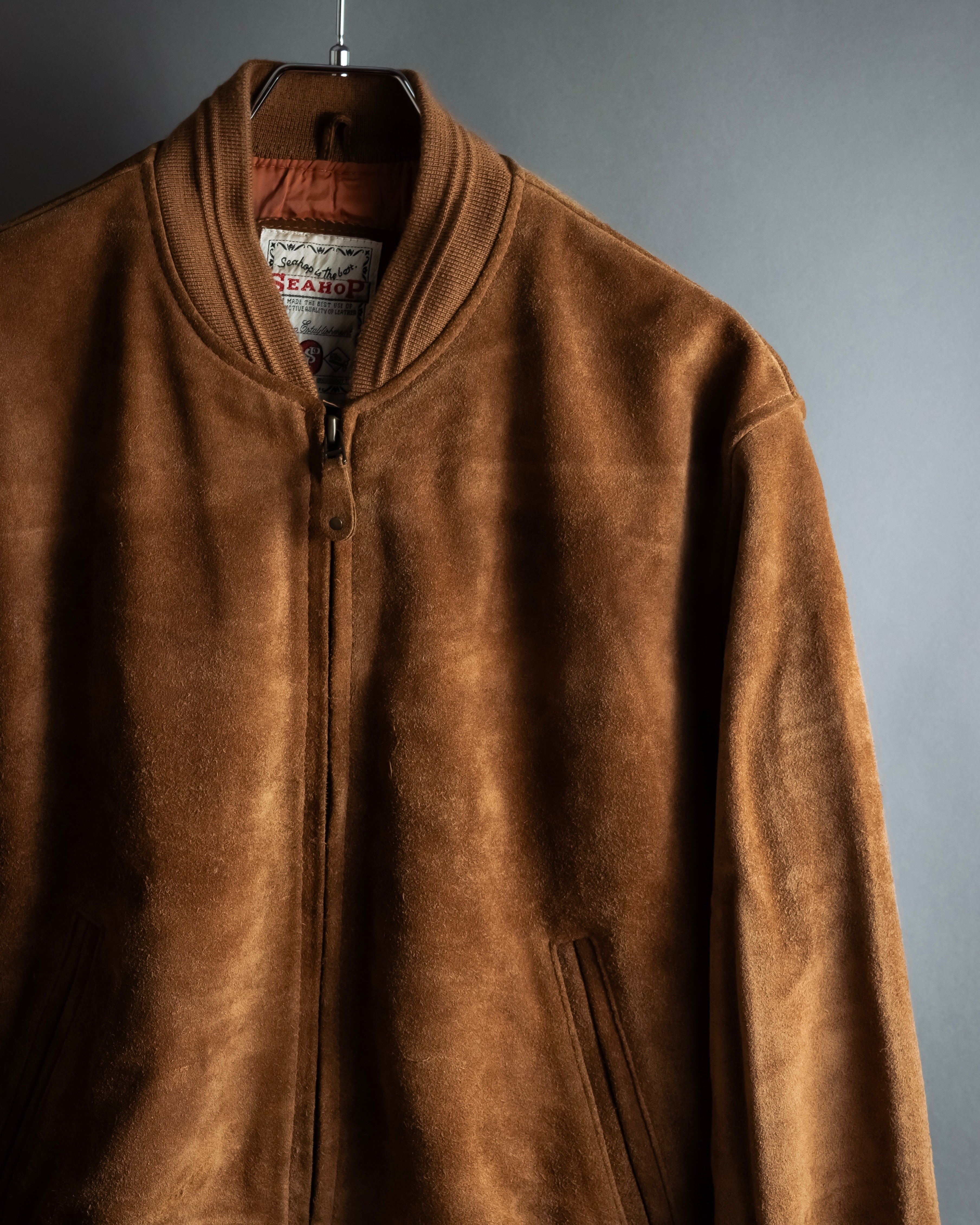 "SEAHOP" Ribbed design suede leather blouson