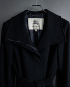 "BURBERRY" Belted design stand collar cashmere mix long coat