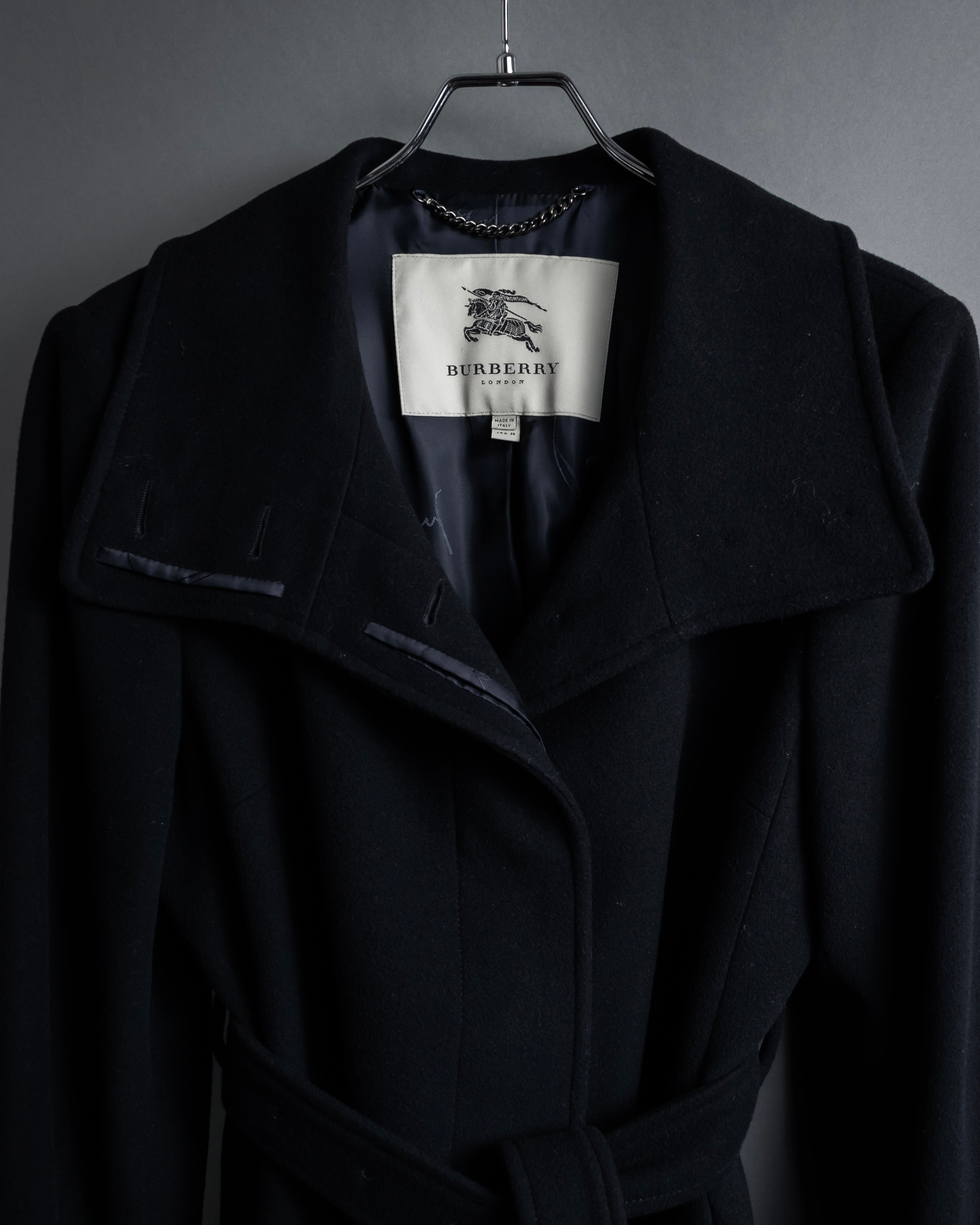 "BURBERRY" Belted design stand collar cashmere mix long coat