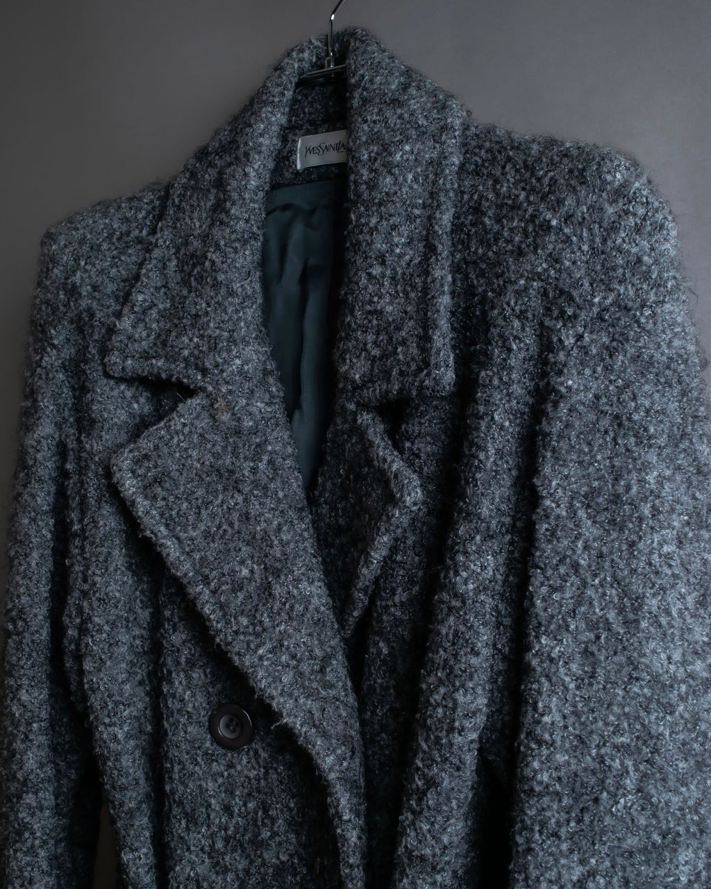 "YVES SAINT LAURENT" Double breasted belted brushedmaxi length chester coat