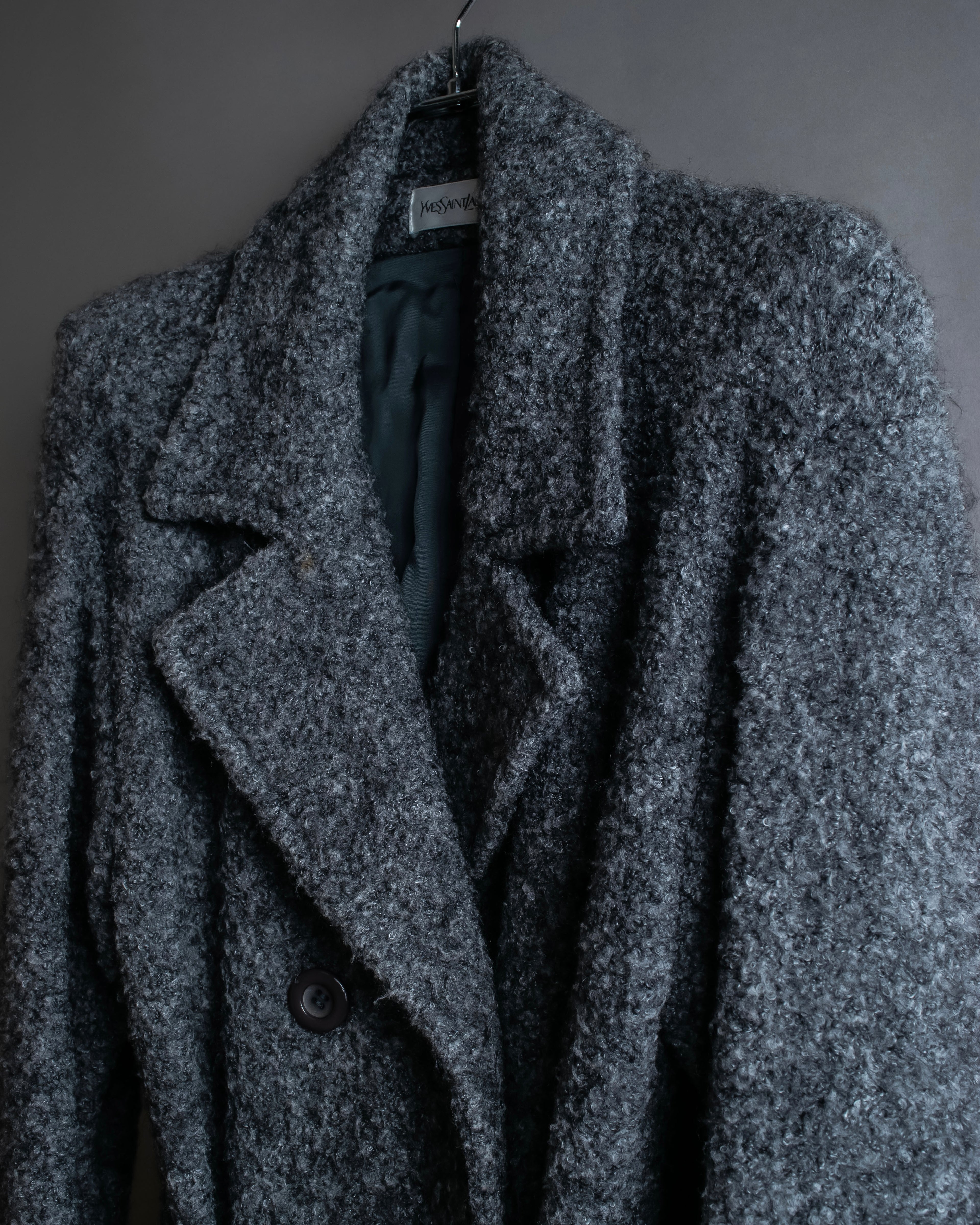 "YVES SAINT LAURENT" Double breasted belted brushedmaxi length chester coat